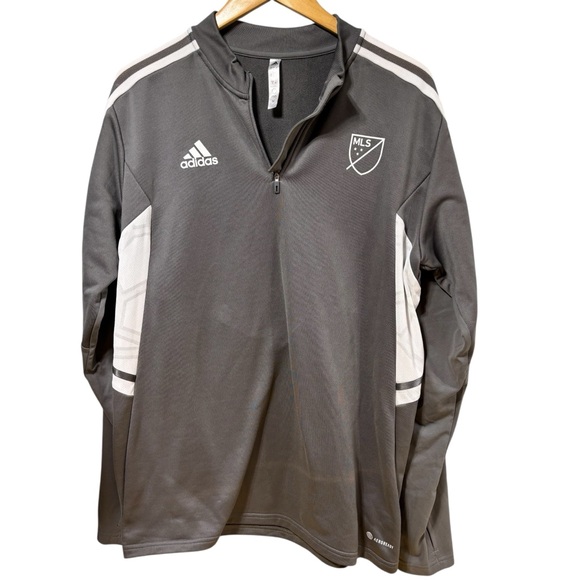adidas Other - Adidas Charcoal‎ and White MLS Quarter-Zip Pullover